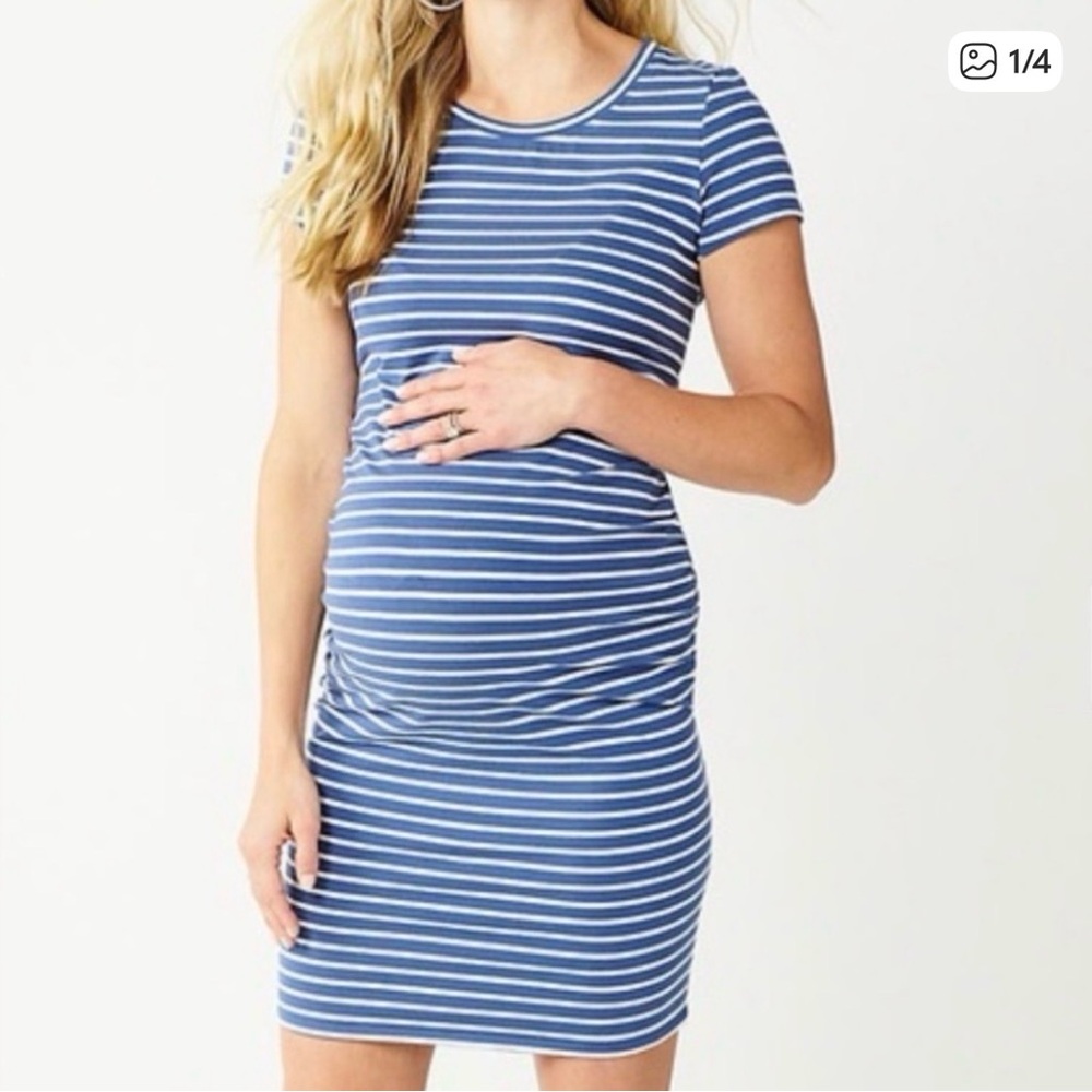 Sonoma Blue and White Striped Mini Dress MATERNITY